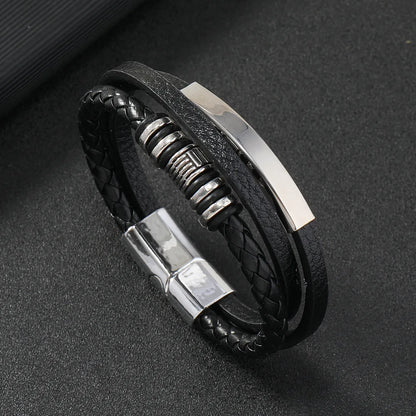 ZUPHAR™ Braided Leather Bracelet for Men – Stainless Steel Clasp