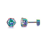 ZUPHAR CZ Stud Earrings – Hypoallergenic Stainless Steel 6-Prong Screw Back (3–8mm)