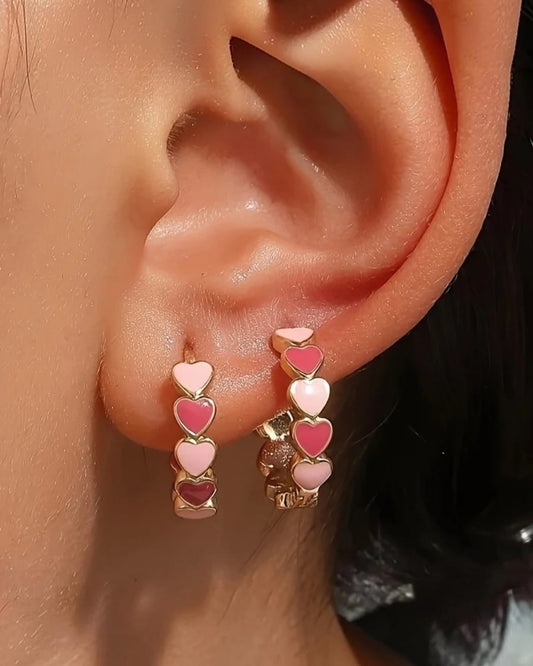 ZUPHAR Heart Hoop Earrings – Gold Zinc Alloy Fashion Jewelry