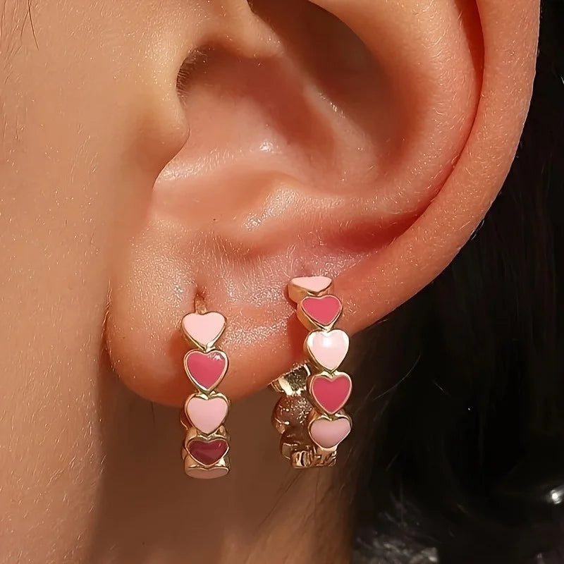 ZUPHAR Heart Hoop Earrings – Gold Zinc Alloy Fashion Jewelry