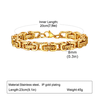 ZUPHAR Bold Gold Chain Bracelet for Men – Stainless Steel Streetwear