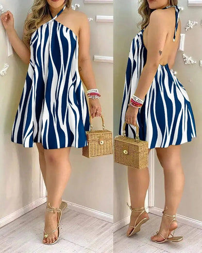 ZUPHAR™ Tropical Backless Mini Dress – Sleeveless Summer Beach Dress