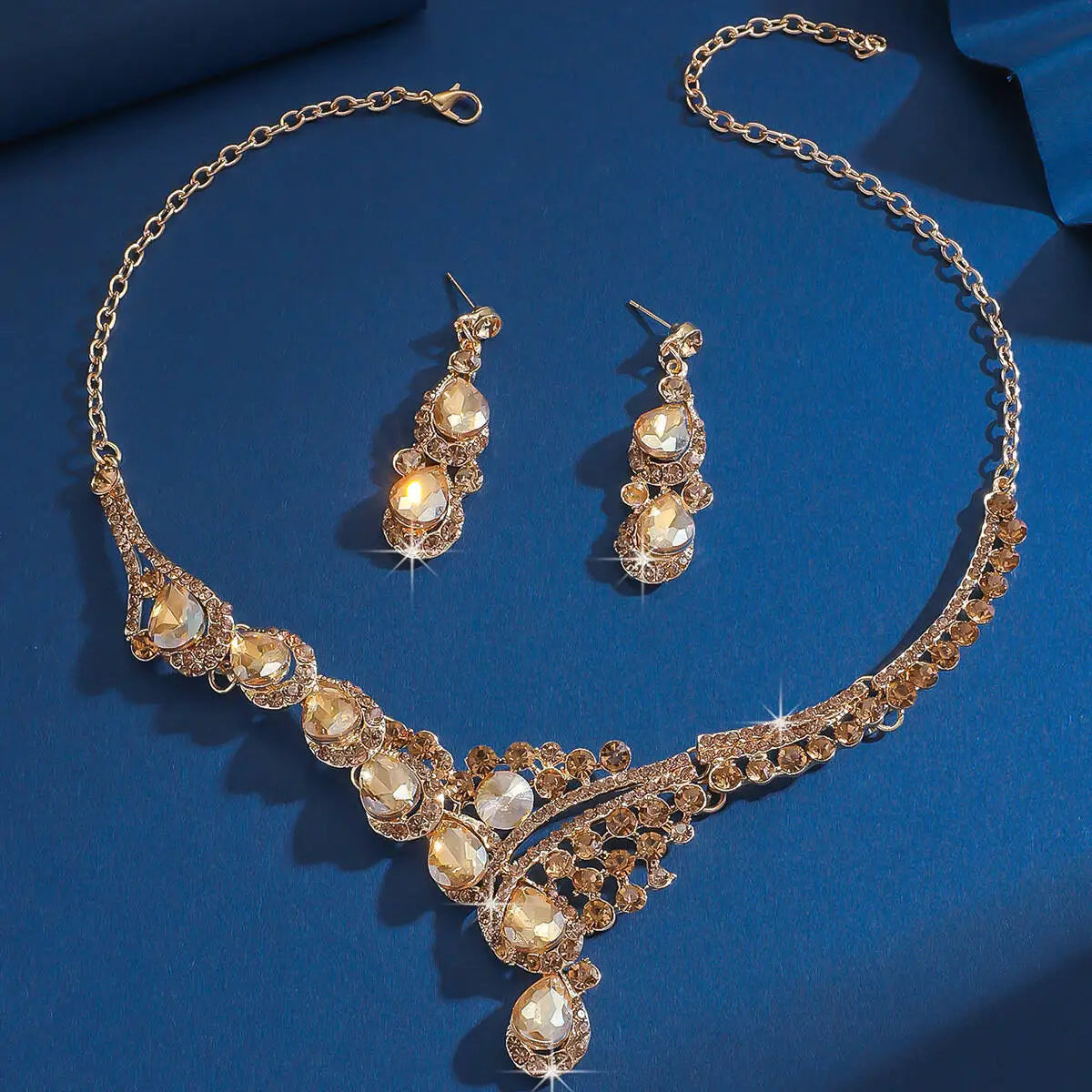 Iridescent Teardrop Statement Jewelry Set