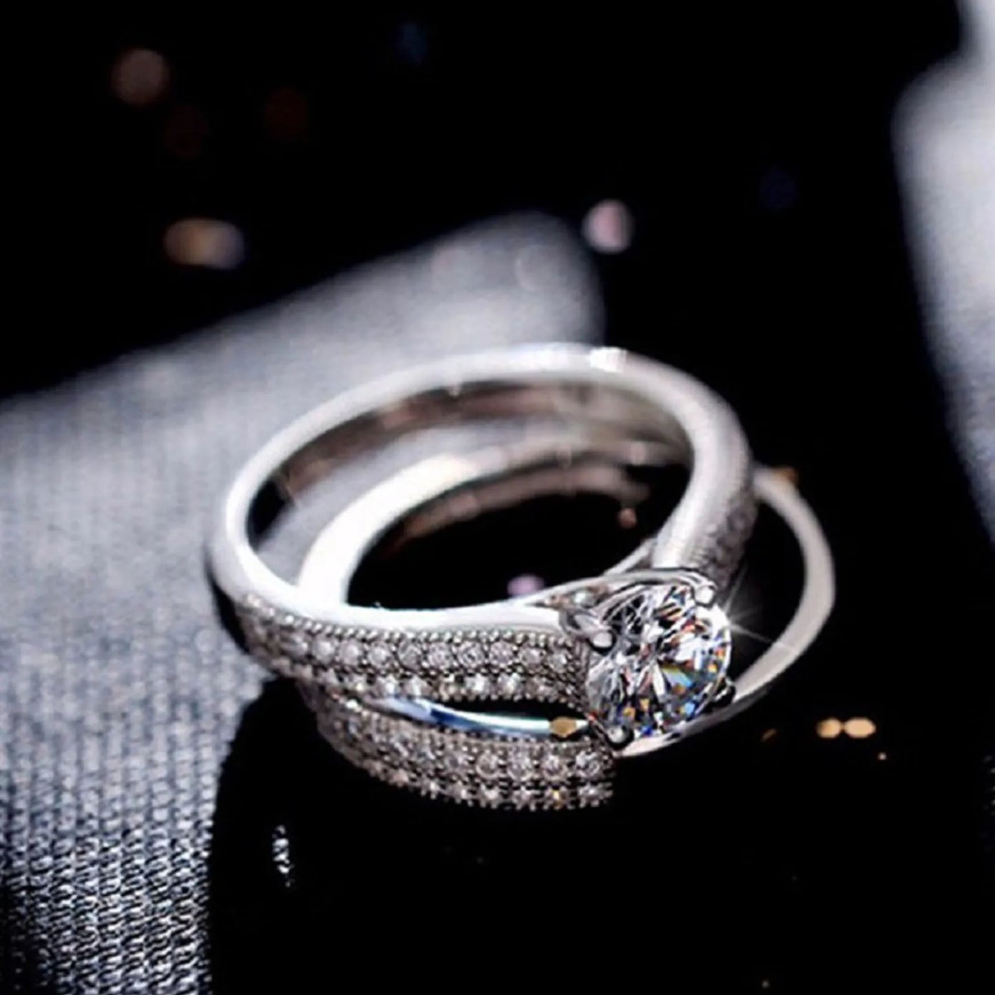 ZUPHAR™ Vintage Halo 925 Sterling Silver Wedding Ring Set – Tourmaline & Zircon