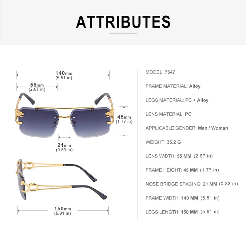 Sunglasses UV400 Rimless — Unisex Fashion Shades | ZUPHAR