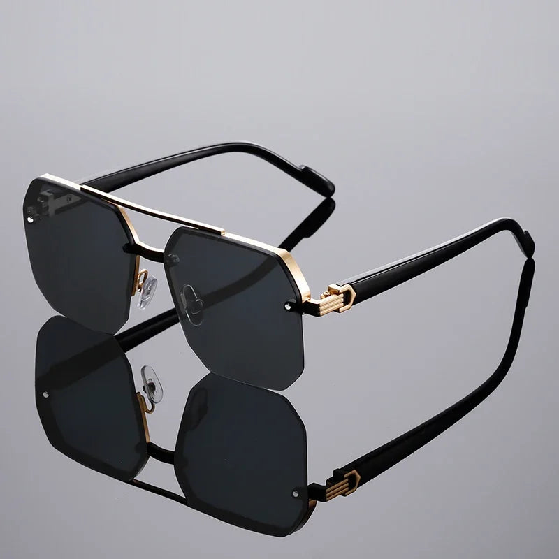 Men’s Square Semi-Rimless Sunglasses – UV400 Gradient Lenses, Alloy Frame | ZUPHAR