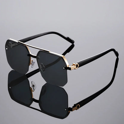 Men’s Square Semi-Rimless Sunglasses – UV400 Gradient Lenses, Alloy Frame | ZUPHAR