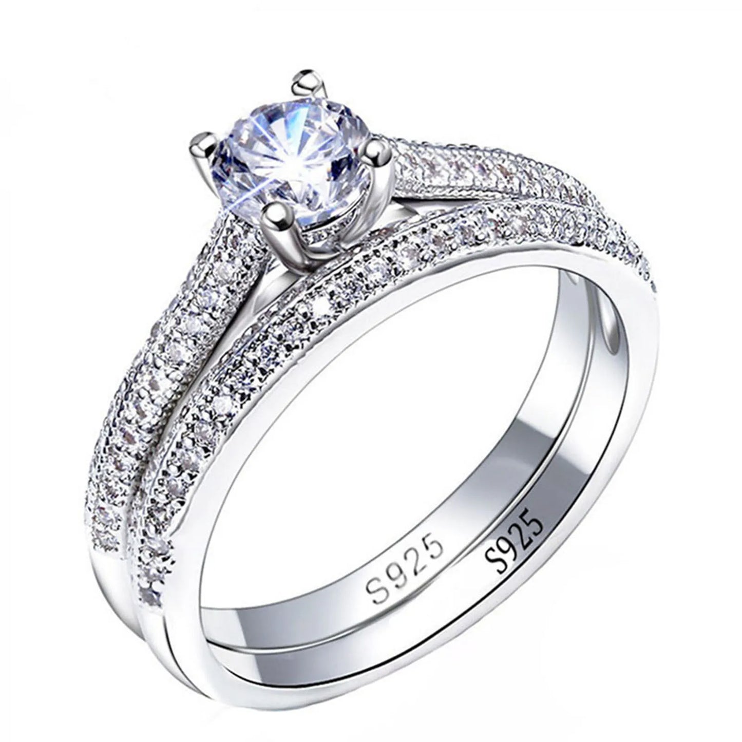ZUPHAR™ Vintage Halo 925 Sterling Silver Wedding Ring Set – Tourmaline & Zircon