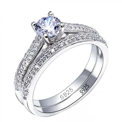 ZUPHAR™ Vintage Halo 925 Sterling Silver Wedding Ring Set – Tourmaline & Zircon
