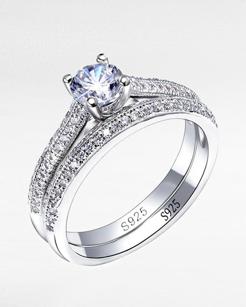 ZUPHAR™ Vintage Halo 925 Sterling Silver Wedding Ring Set – Tourmaline & Zircon