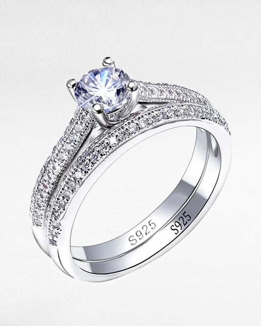ZUPHAR™ Vintage Halo 925 Sterling Silver Wedding Ring Set – Tourmaline & Zircon
