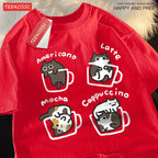 ZUPHAR™ T-shirt unisexe en coton à motif chat moka