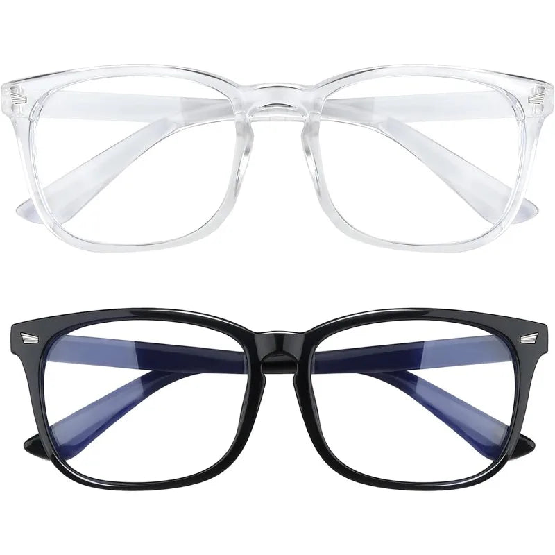 Classic unisex rectangle blue light glasses with plastic frame