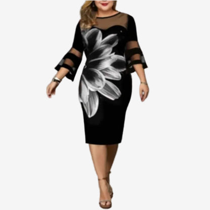 ZUPHAR™ Elegant Black Floral Sheath Dress