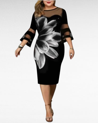 ZUPHAR™ Elegant Black Floral Sheath Dress