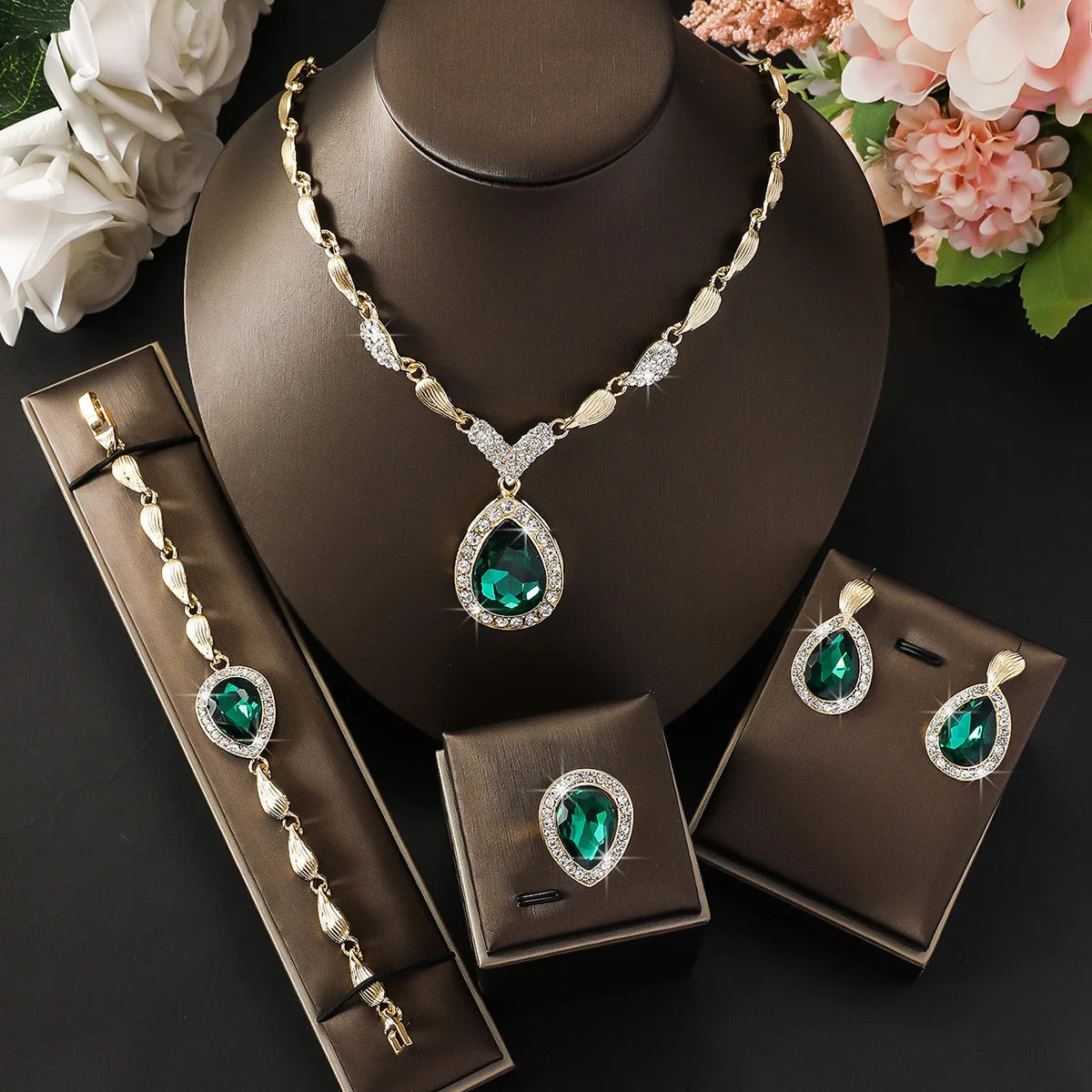 Vintage Teardrop Statement Jewelry Set
