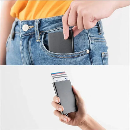 RFID Smart Pop-Up Wallet – Ultra-Slim Metal Card Holder