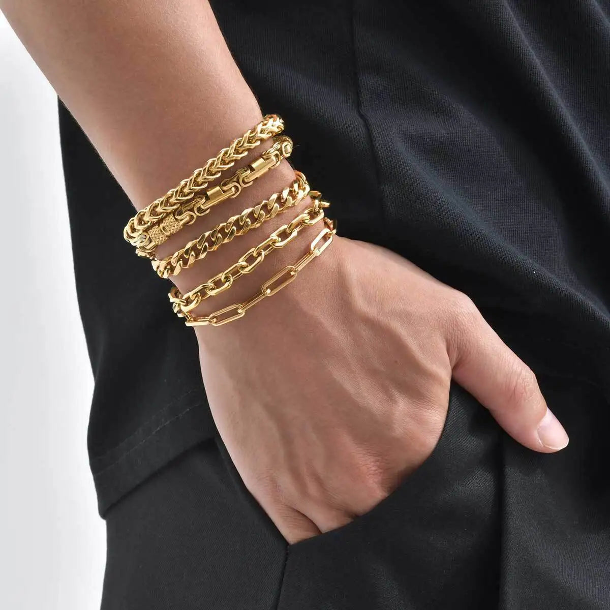 ZUPHAR Bold Gold Chain Bracelet for Men – Stainless Steel Streetwear