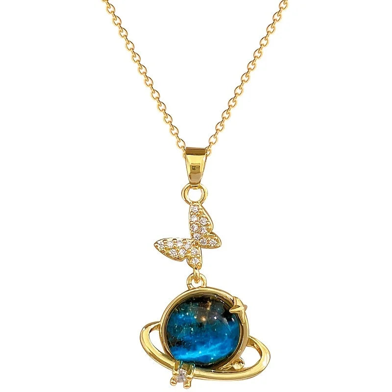 ZUPHAR Celestial Galaxy Pendant Necklace - Sun, Moon and Couples Set | Zinc Alloy with Rhinestones