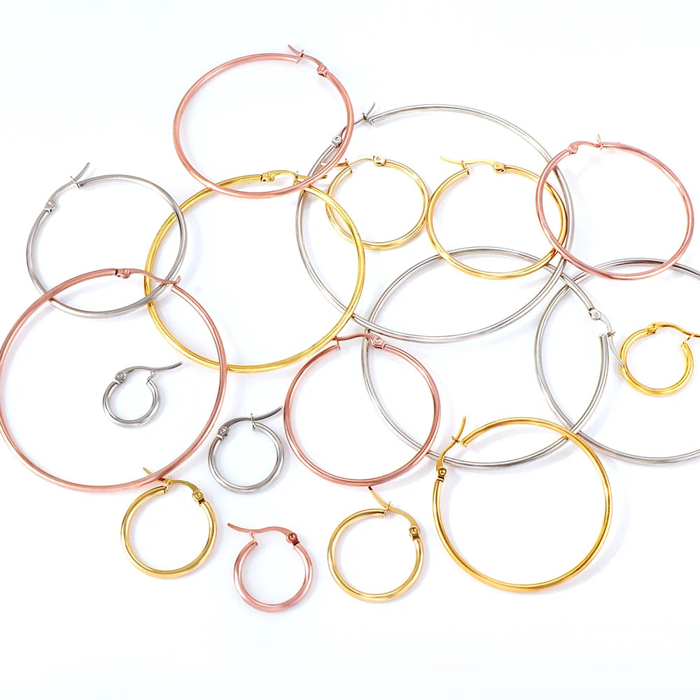 ZUPHAR Gold Stainless Steel Hoop Earrings | Classic Circle Ear Jewelry for Women & Men