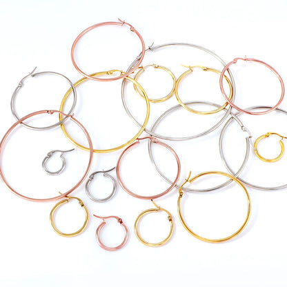 ZUPHAR Gold Stainless Steel Hoop Earrings | Classic Circle Ear Jewelry for Women & Men