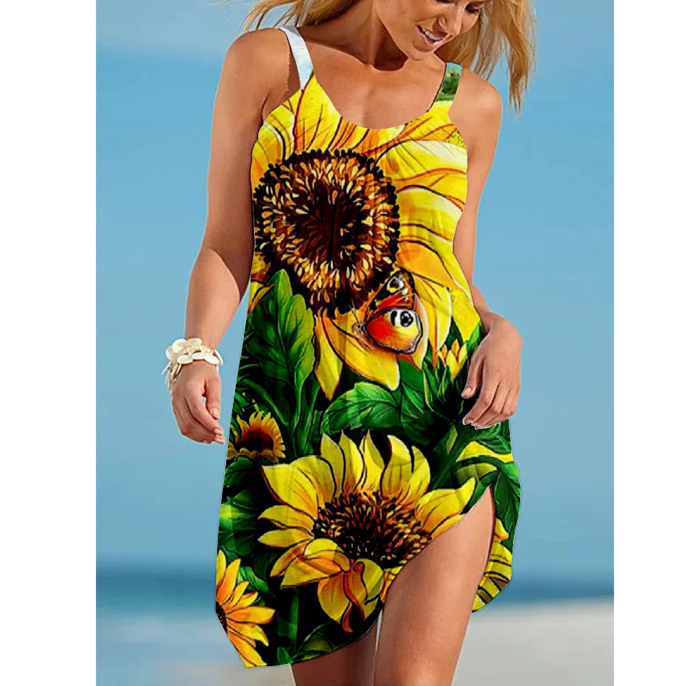 ZUPHAR™ Tropical Print Sleeveless Beach Dress