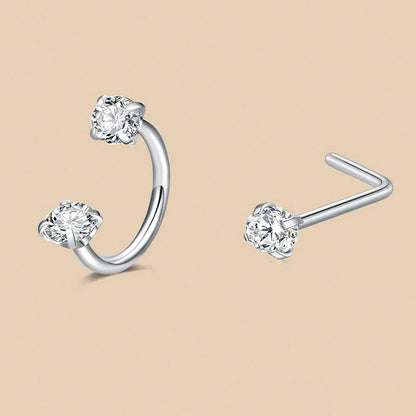 ZUPHAR CZ Nose Rings & Studs Set – Stainless Steel Body Jewelry 18G