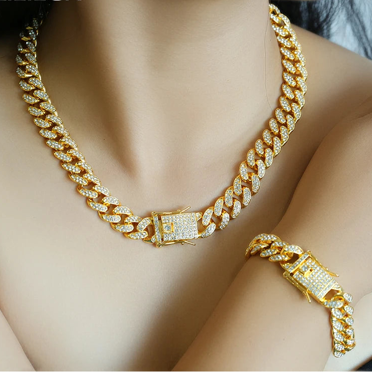 Cuban Chain Necklace & Bracelet Set