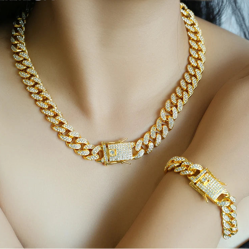 Cuban Chain Necklace & Bracelet Set