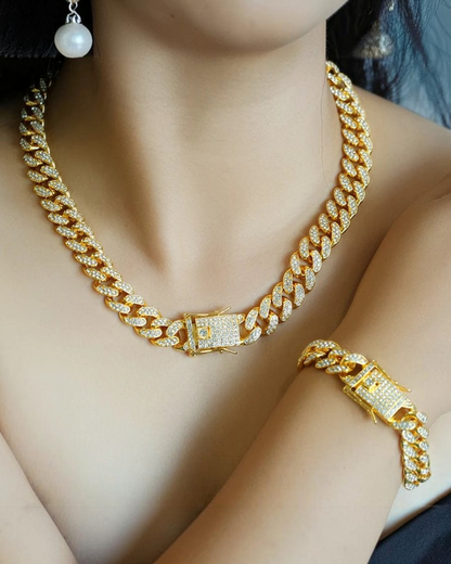 Cuban Chain Necklace & Bracelet Set — Women | ZUPHAR