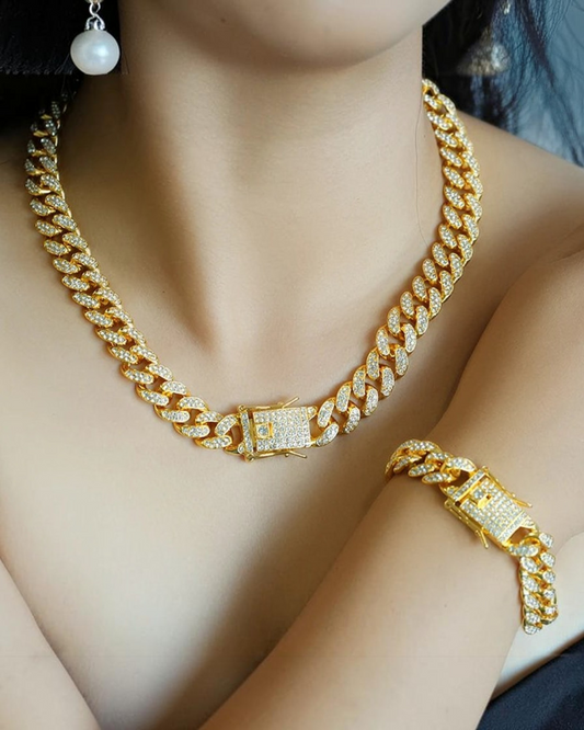 Cuban Chain Necklace & Bracelet Set — Women | ZUPHAR