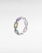 Multicolor Link Adjustable Ring in 925 Sterling Silver