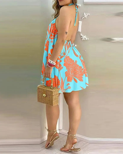ZUPHAR™ Tropical Backless Mini Dress – Sleeveless Summer Beach Dress