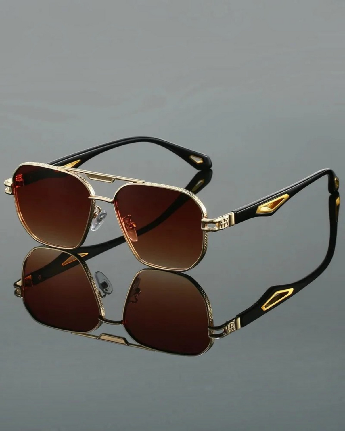 Vintage Square Sunglasses Men — Double Bridge UV400