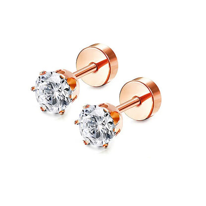ZUPHAR CZ Stud Earrings – Hypoallergenic Stainless Steel 6-Prong Screw Back (3–8mm)