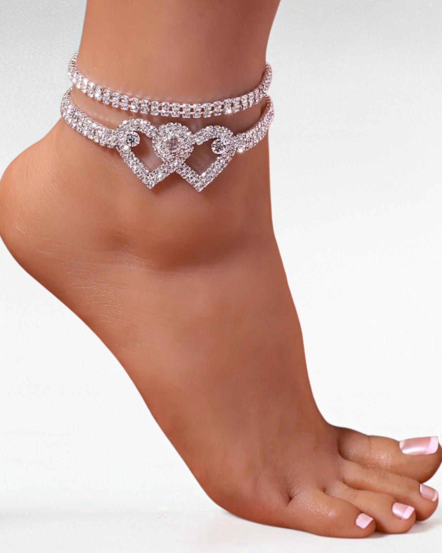 ZUPHAR™ Sparkling Heart Anklet Set – Add Elegant Shine to Every Step
