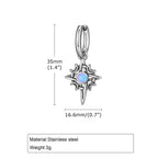 ZUPHAR Moonstone Stainless Steel Hoop Earrings – Waterproof, Hypoallergenic, Men's Hip Hop Jewelry