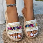 ZUPHAR™ Boho Beaded Platform Slides – Women’s Summer Flat Sandals