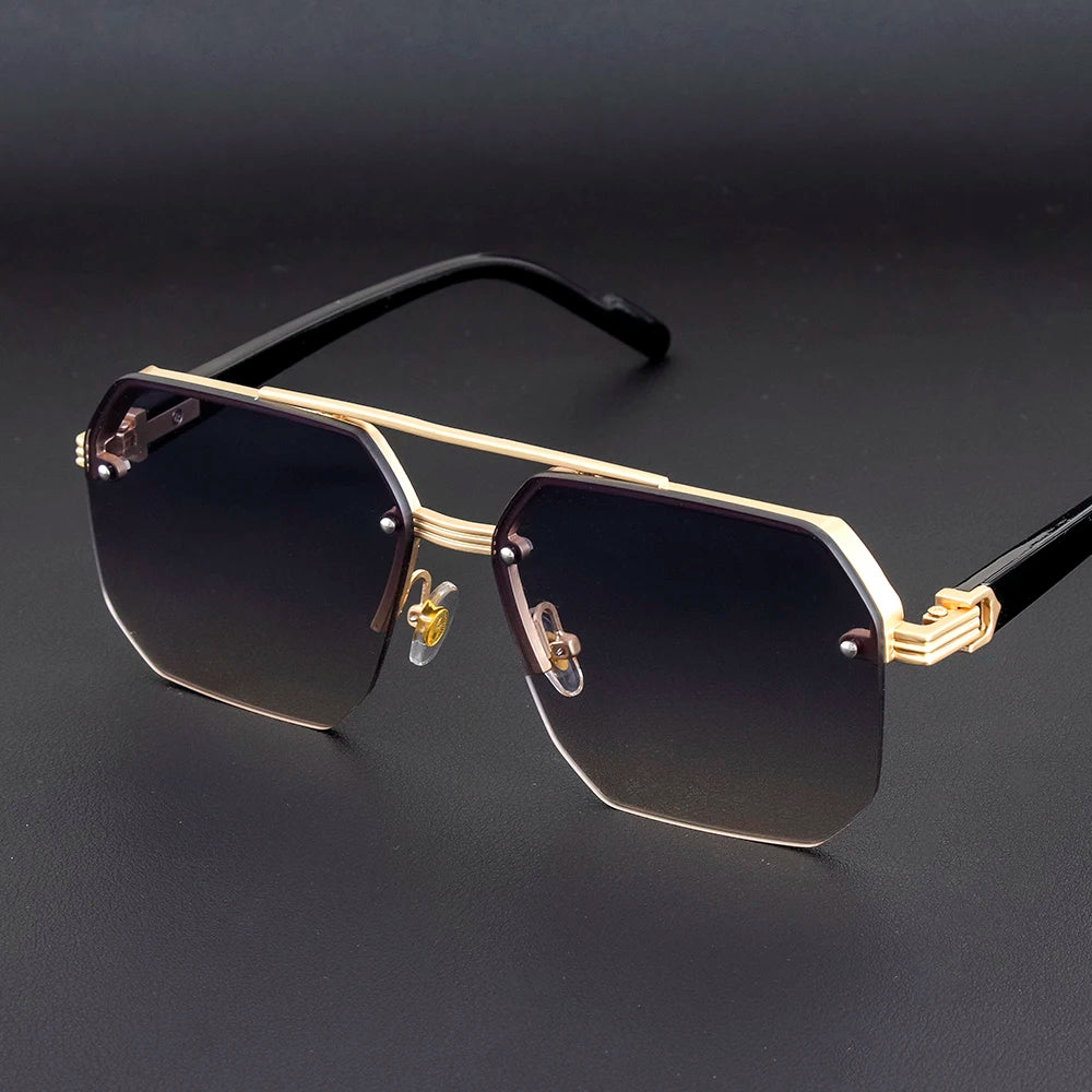 Men's Polarized Lens Sunglasses — UV Protection, Half Frame, Gradient