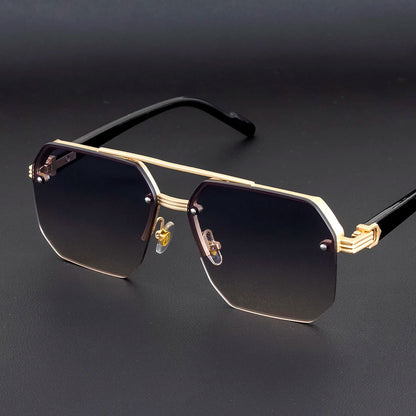 Men's Polarized Lens Sunglasses — UV Protection, Half Frame, Gradient