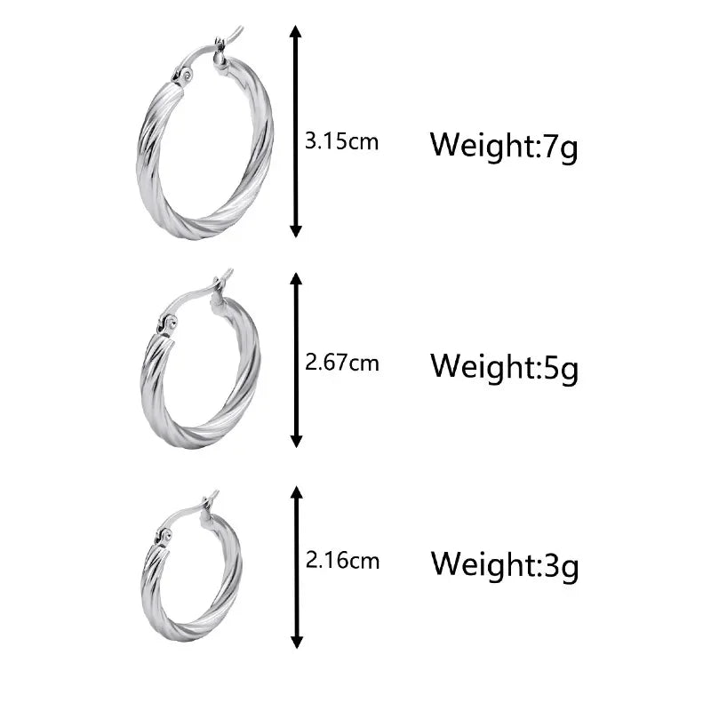 ZUPHAR Twist Circle Hoop Earrings Set – Stainless Steel Geometric Jewelry