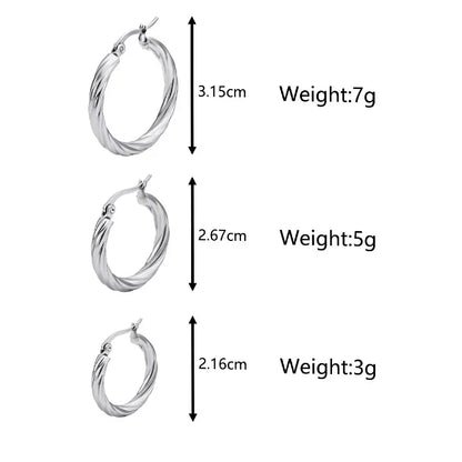 ZUPHAR Twist Circle Hoop Earrings Set – Stainless Steel Geometric Jewelry