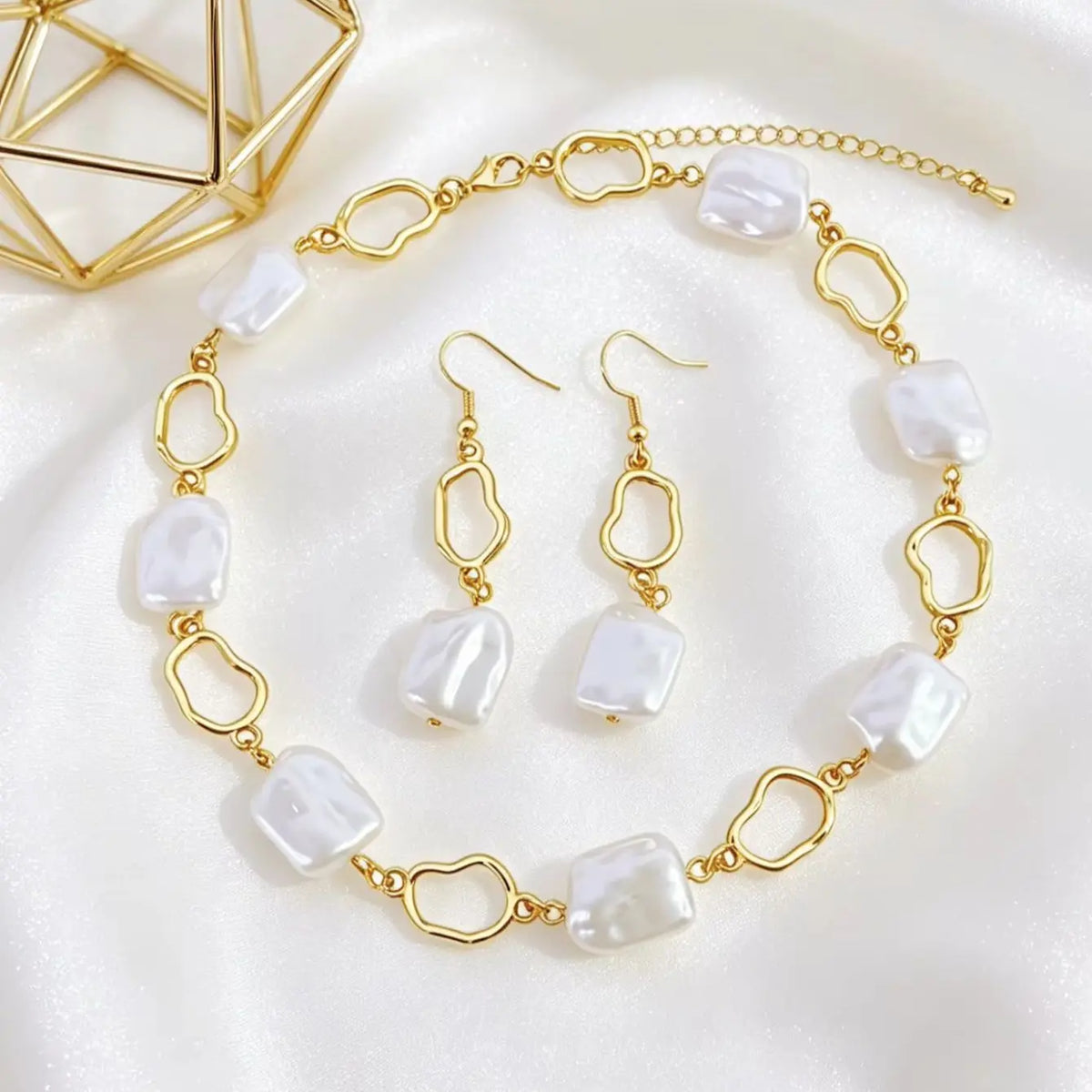 Gold-Tone Simulated Pearl Jewelry Set