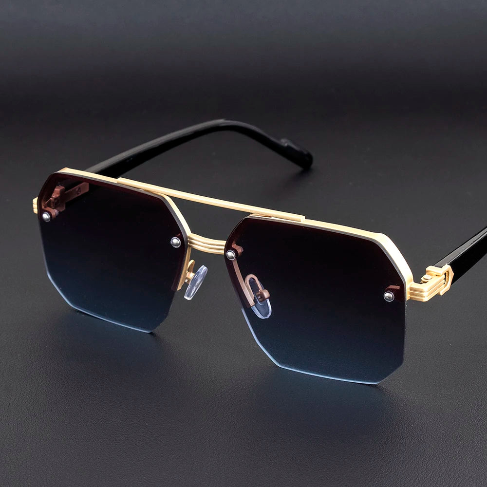 Men's Polarized Lens Sunglasses — UV Protection, Half Frame, Gradient