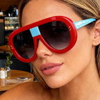 Rivet Oversized Shield Sunglasses
