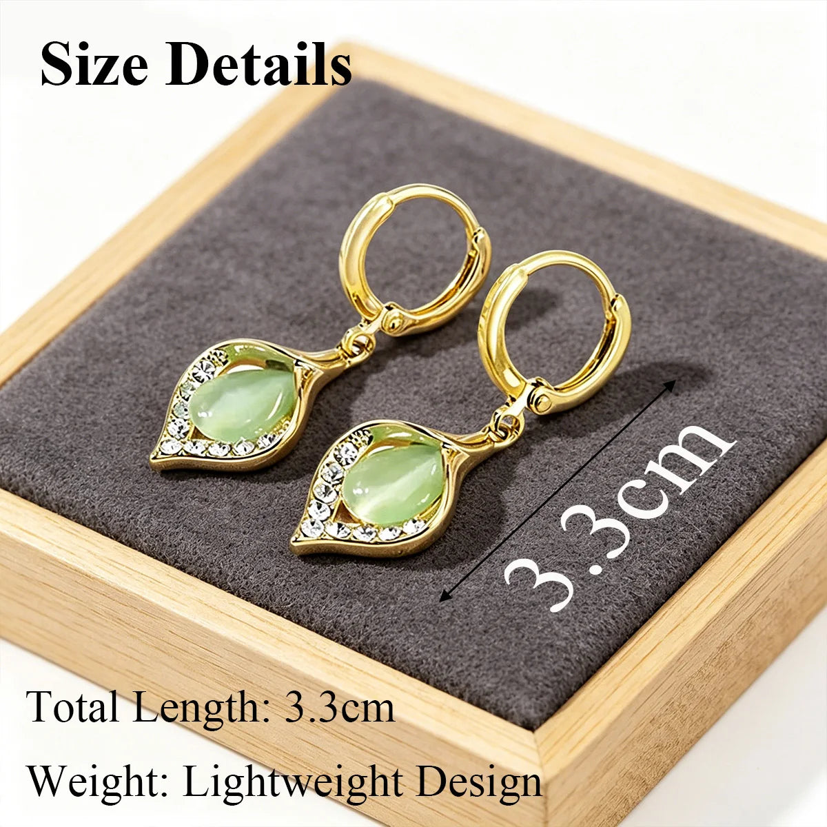 ZUPHAR | Angel Eyes Cat Eye Stone Drop Earrings – Titanium Steel, Waterproof & Gold Plated