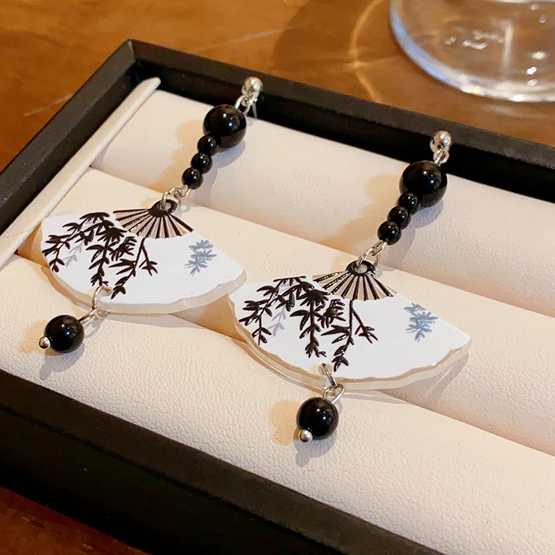 ZUPHAR™ Vintage Fan Drop Earrings – Elegant Acrylic Tassel Earrings