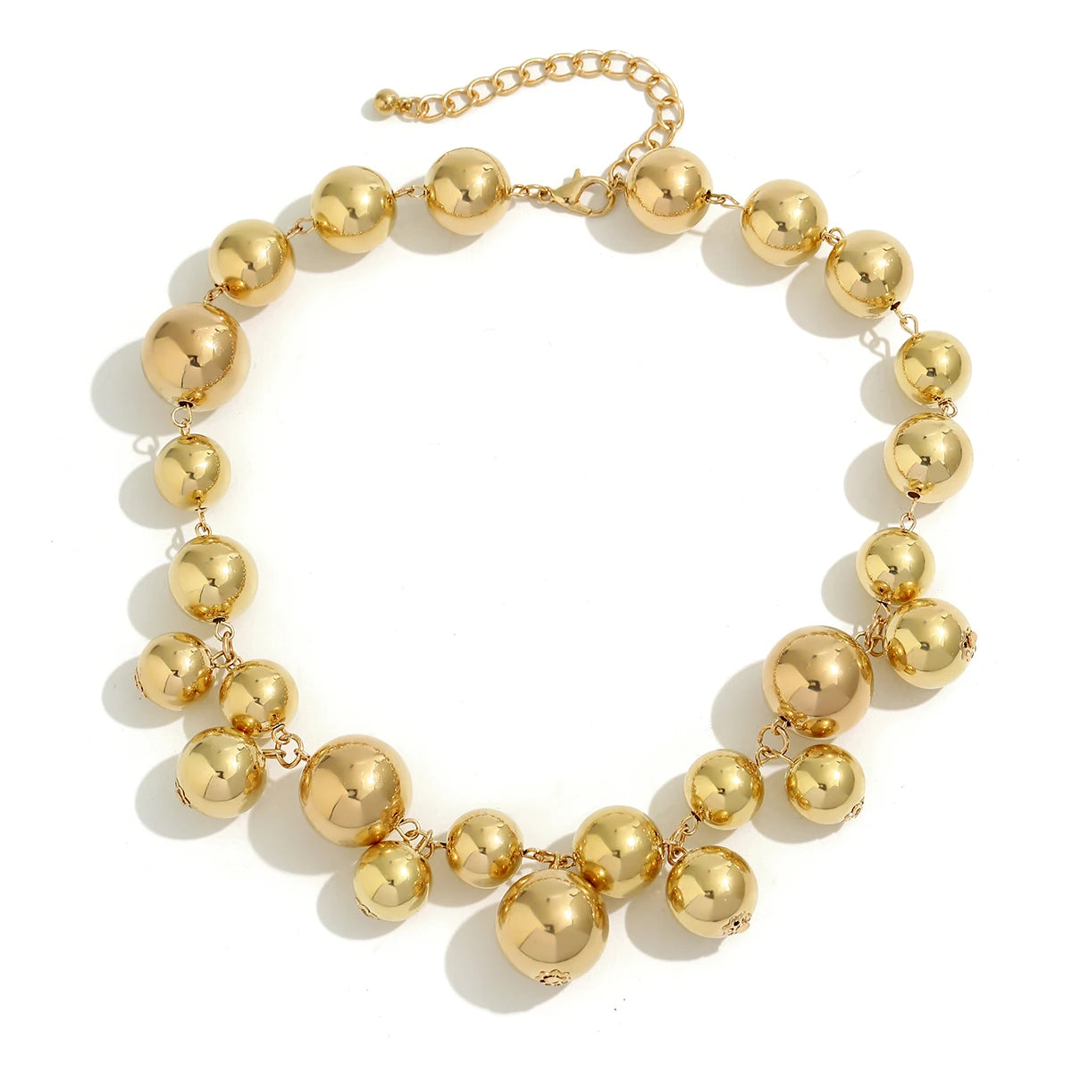 ZUPHAR™ Bold Ball Statement Necklace – Gold & Silver Party Chain