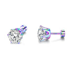 ZUPHAR CZ Stud Earrings – Hypoallergenic Stainless Steel 6-Prong Screw Back (3–8mm)