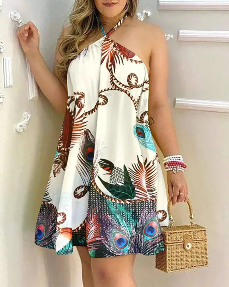 ZUPHAR™ Tropical Backless Mini Dress – Sleeveless Summer Beach Dress